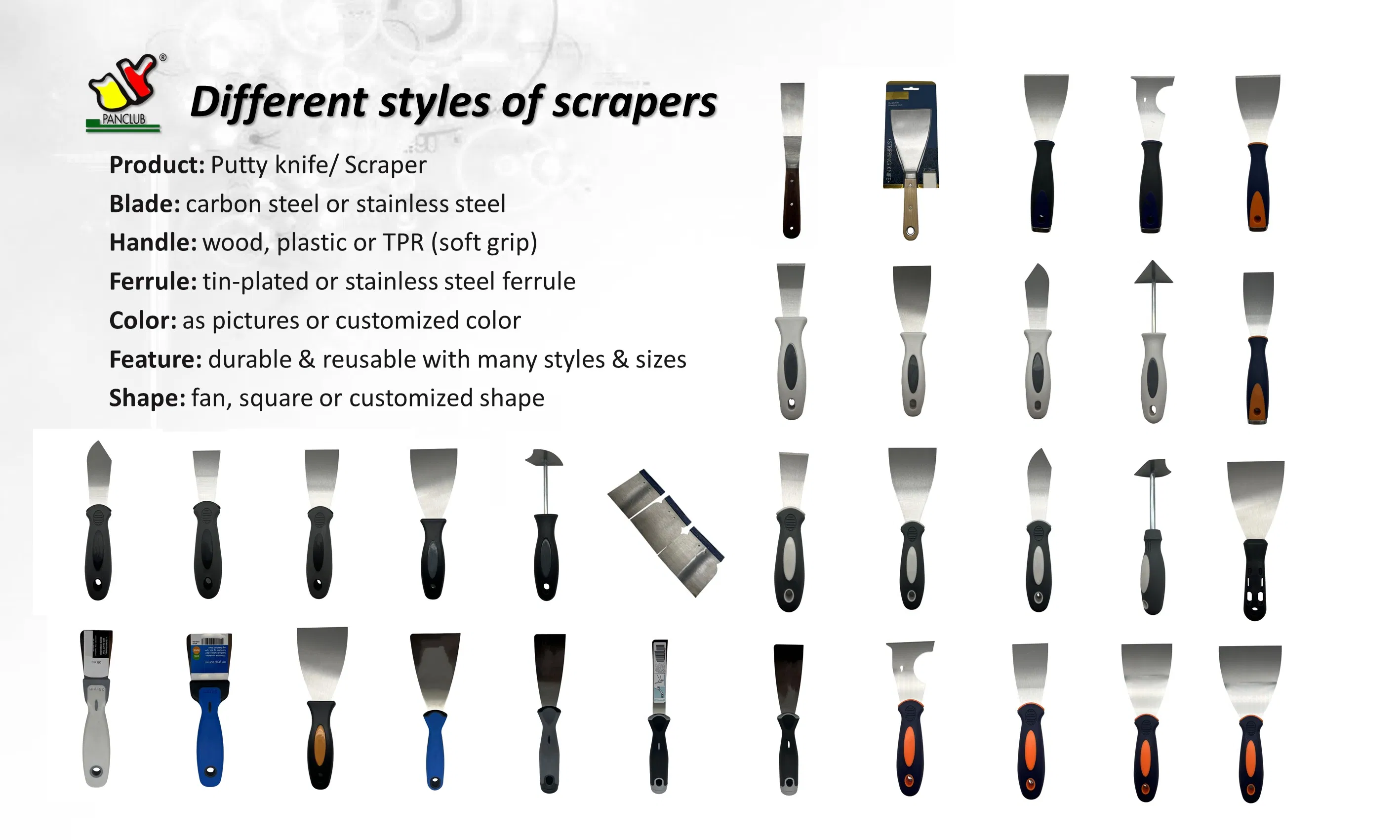 6 in 1 Multi-Function Paint Putty Knife Scraper