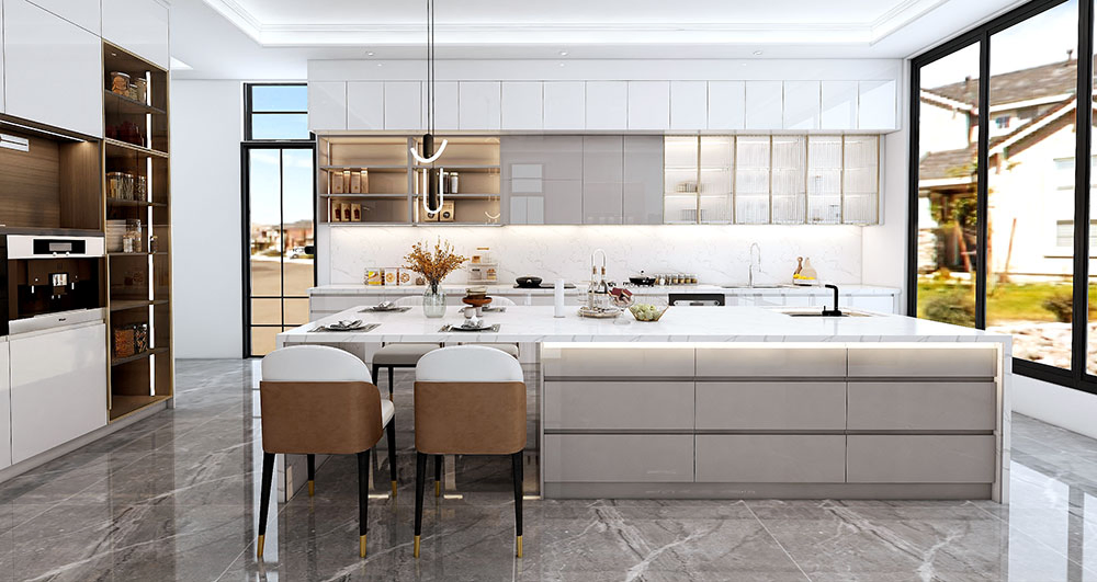 High Gloss Finish Modern Modular Kitchen Cabinets