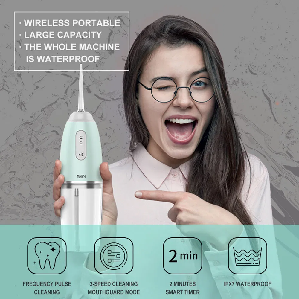 Water Flosser Teeth Cleaner 3 Modes 300ml Cordless Dental Oral Irrigator Rechargeable Teeth Cleaner for Home, Travel