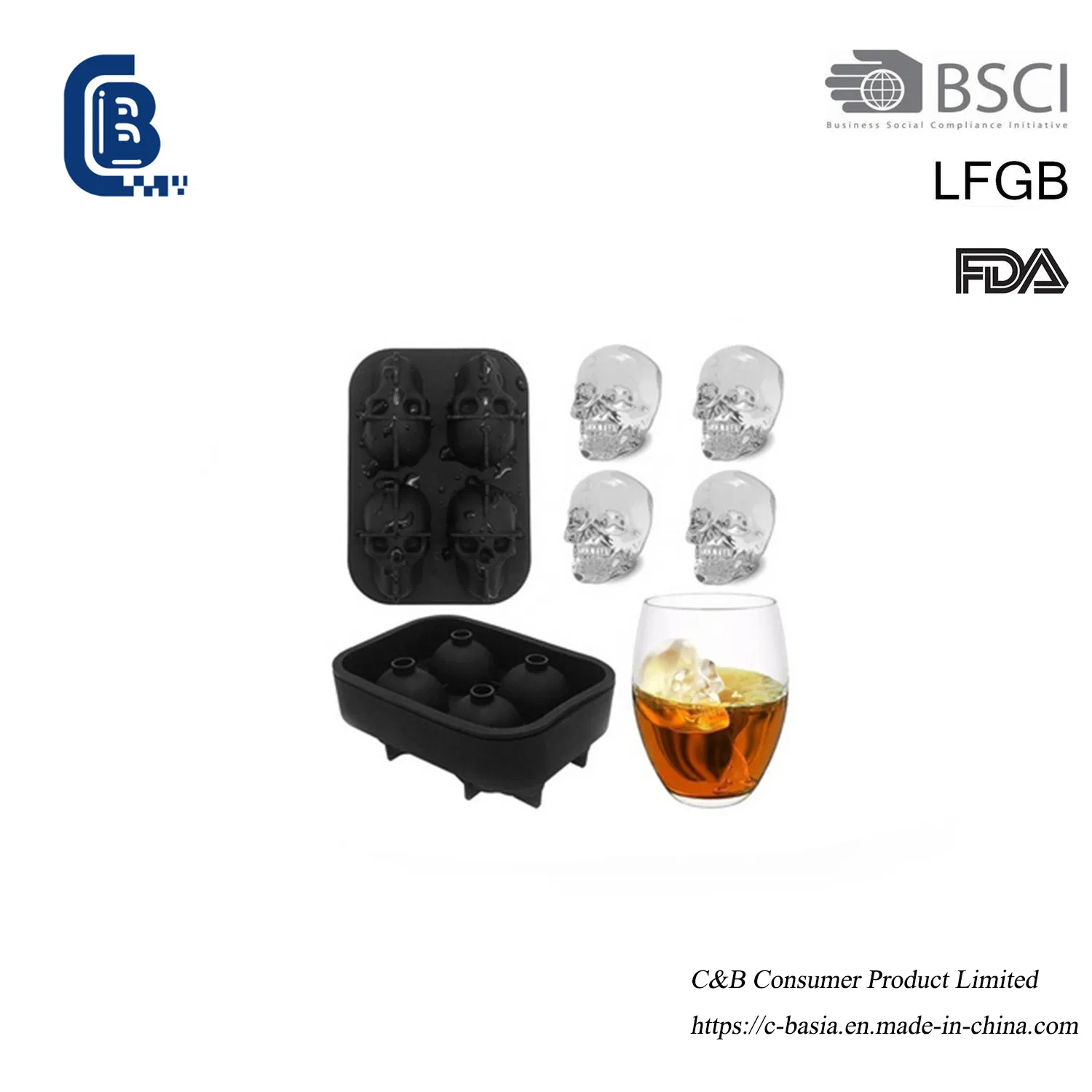 Форма для льда 3D в виде черепа и шариков