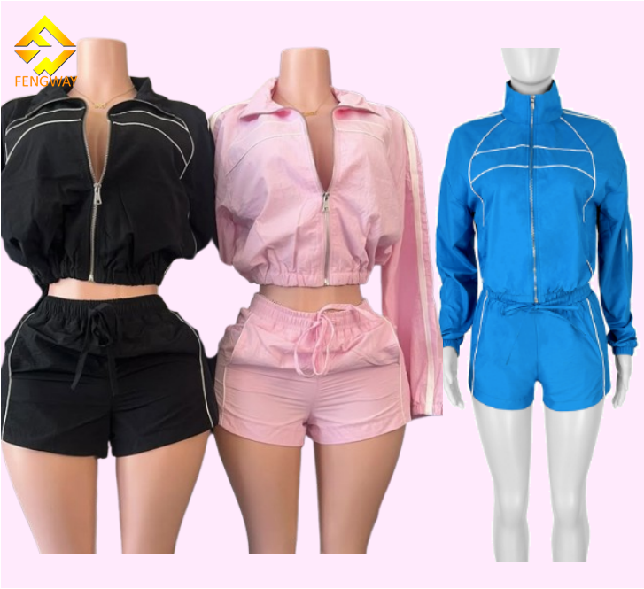 Костюм спортивный женский летний куртка и шорты для бега