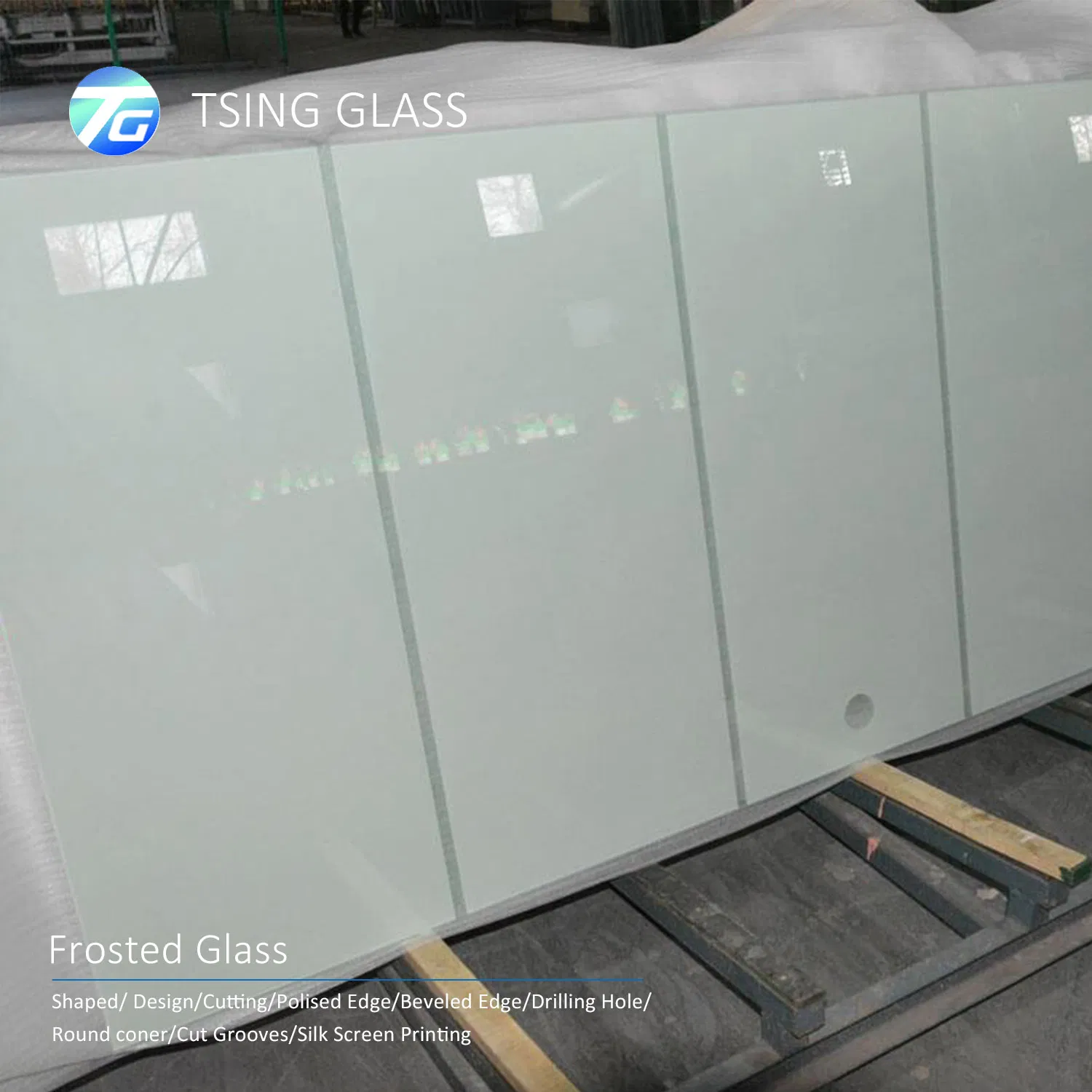 Frosted/Sandblasted Tempered Glass /Acid Etched Tempered Shower Glass for Shower Room Door Curtain Wall