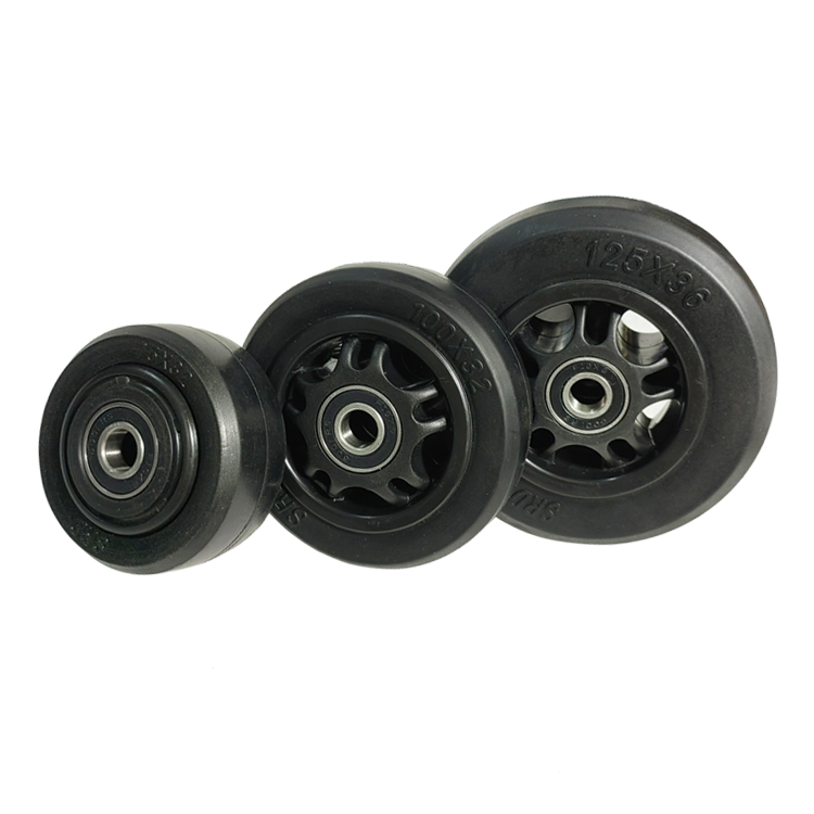 5-Inch (125 mm) Solid Rubber Wheels, Medium-Duty Casters with a Smooth Surface, Suitable for Handcarts, Toolboxes, etc.