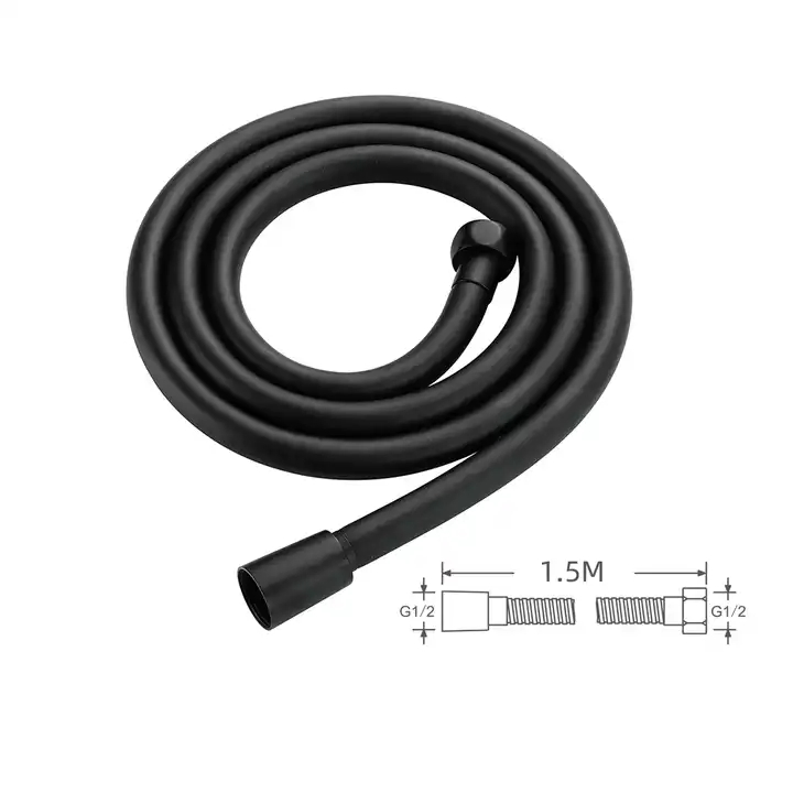 Matte Black PVC Handheld Shower Flex Hoses with Brass Nut for Bathing