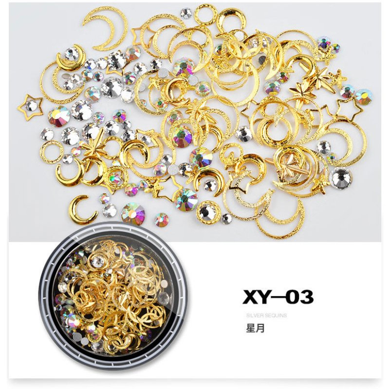 3D Rhinestones Hollow Metal Diamond Bead Mixed Nail Art Decoration