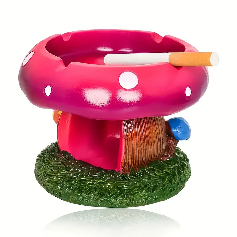 Wholesale Cute Design Mushroom Shaped Resin Ashtray with 3 Colors Smoking Accessories