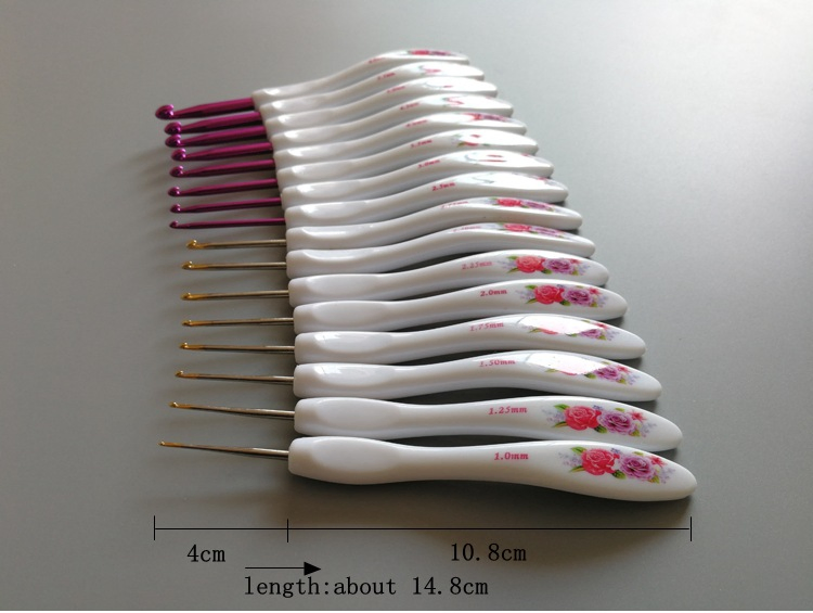 Crochet Hook Knitting Tools 2.5-6.0 mm Multi-Color Soft Pottery Handle Ceramic Aluminum Crochet Hook Set Ergonomic