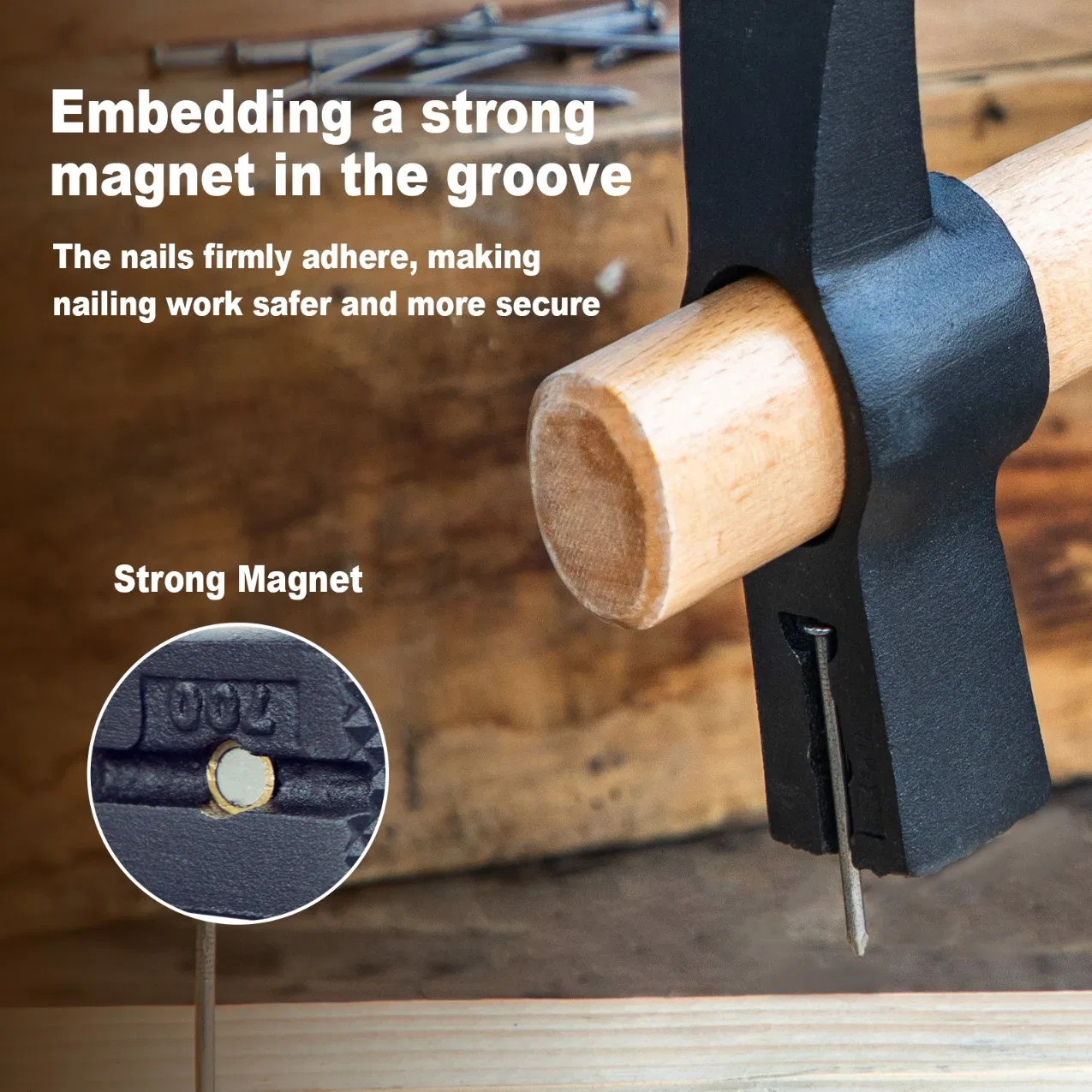 Sali Removable Wooden Handle Nail Claw Hammer