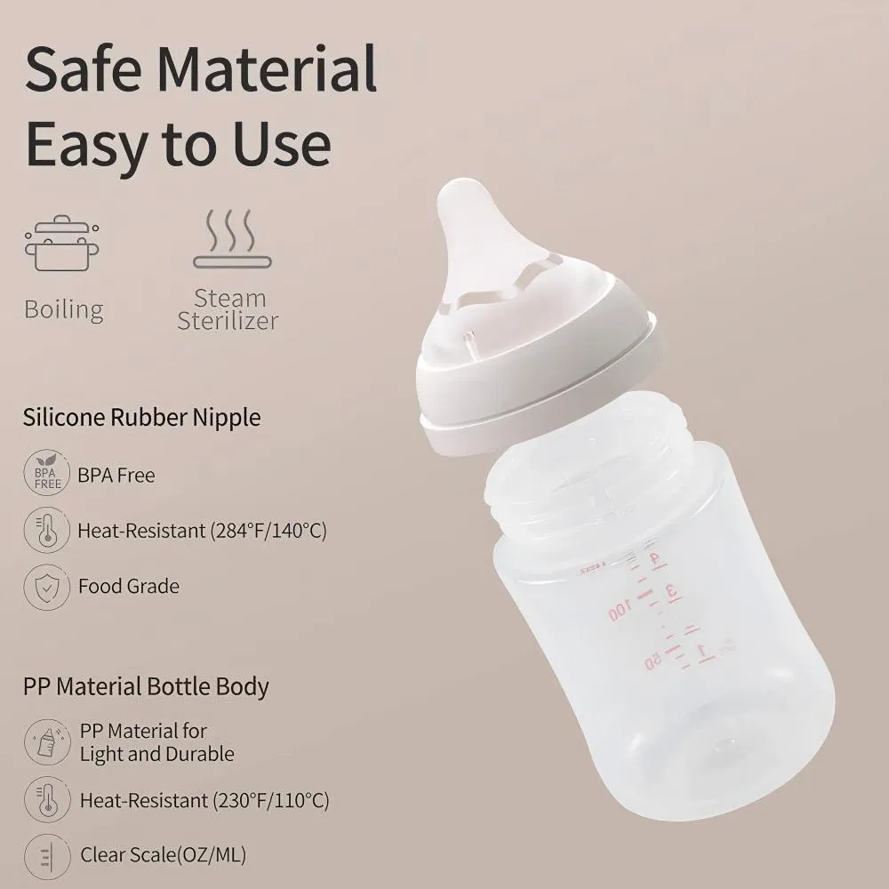 Factory Natural Feel BPA Free PP Baby Feeding Bottle Custom Wide Neck Nursing Baby Milk Bottles for New Born with Silicone Nipple