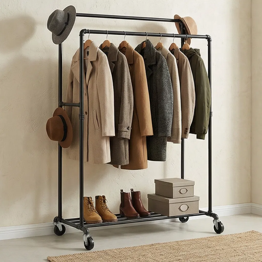 Hot Selling Metal Hangers, Rolling Storage Carts with Metal Baskets, and Clothing Storage Racks with Wheels