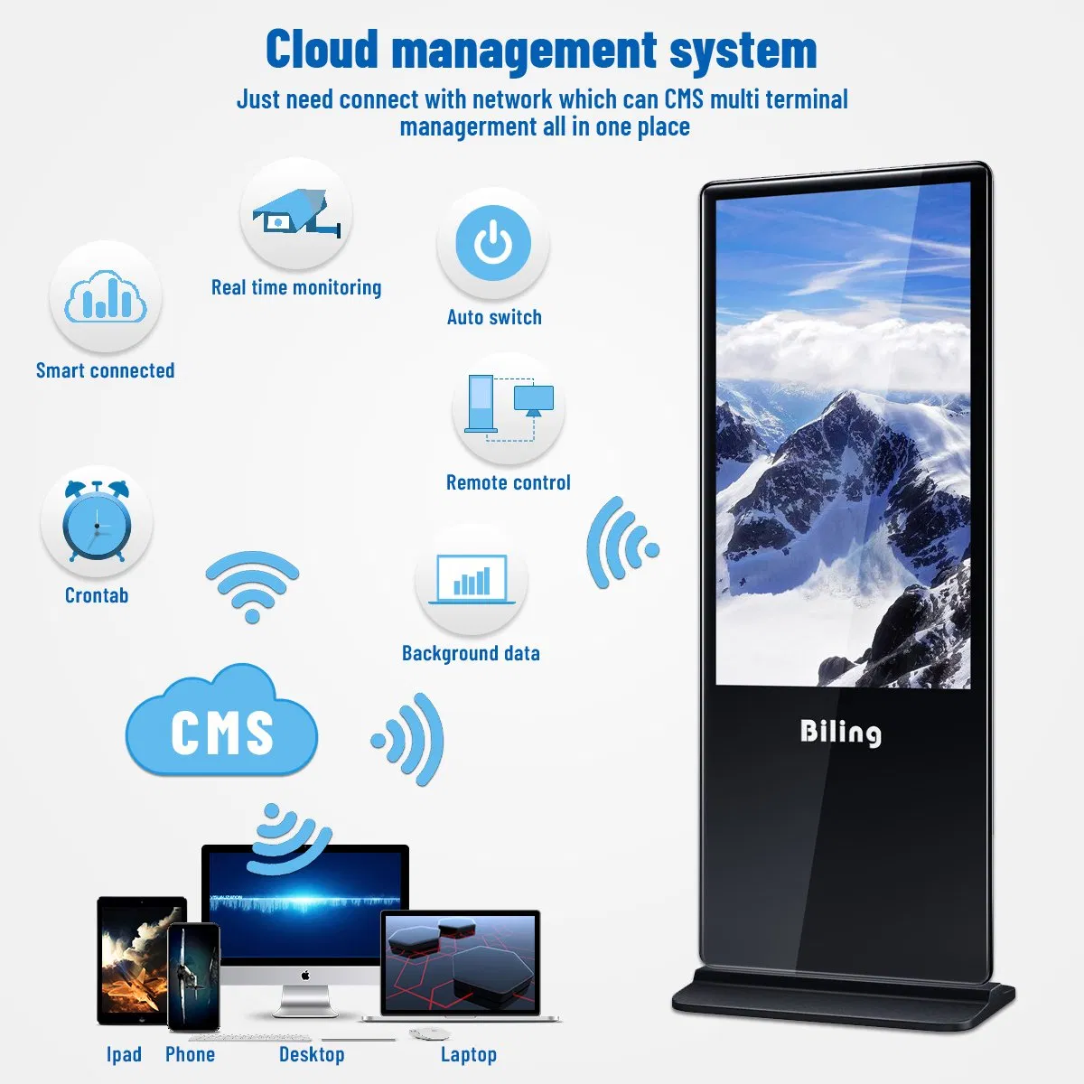Интерактивный сенсорный киоск с LCD-экраном для рекламы
