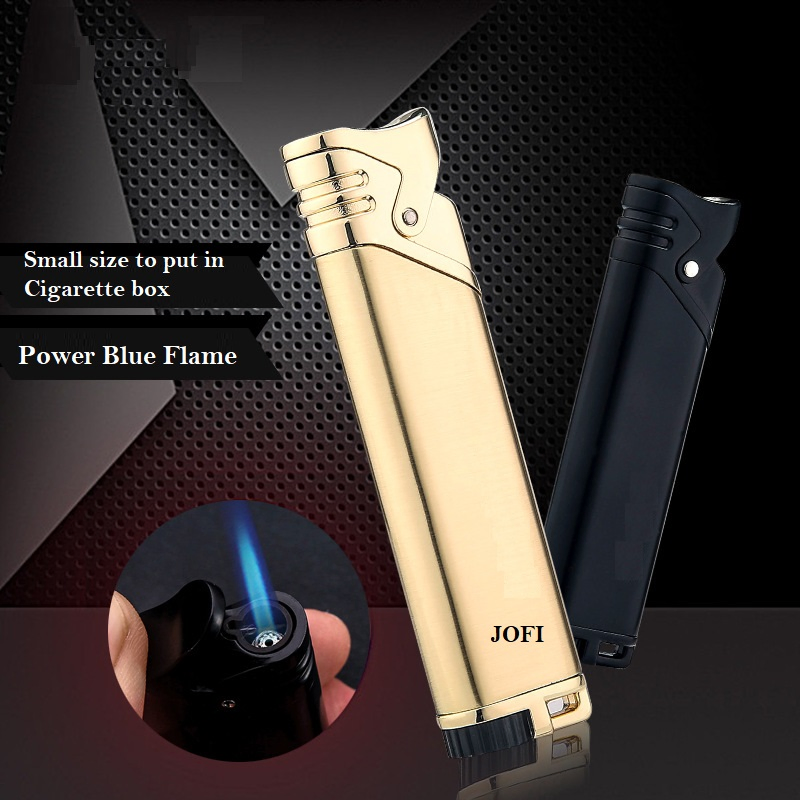 Custom Metal Single Flame Jet Butane Gas Torch Lighter Mini Slim Size with Modern Design Style for Cigars & Cigarettes