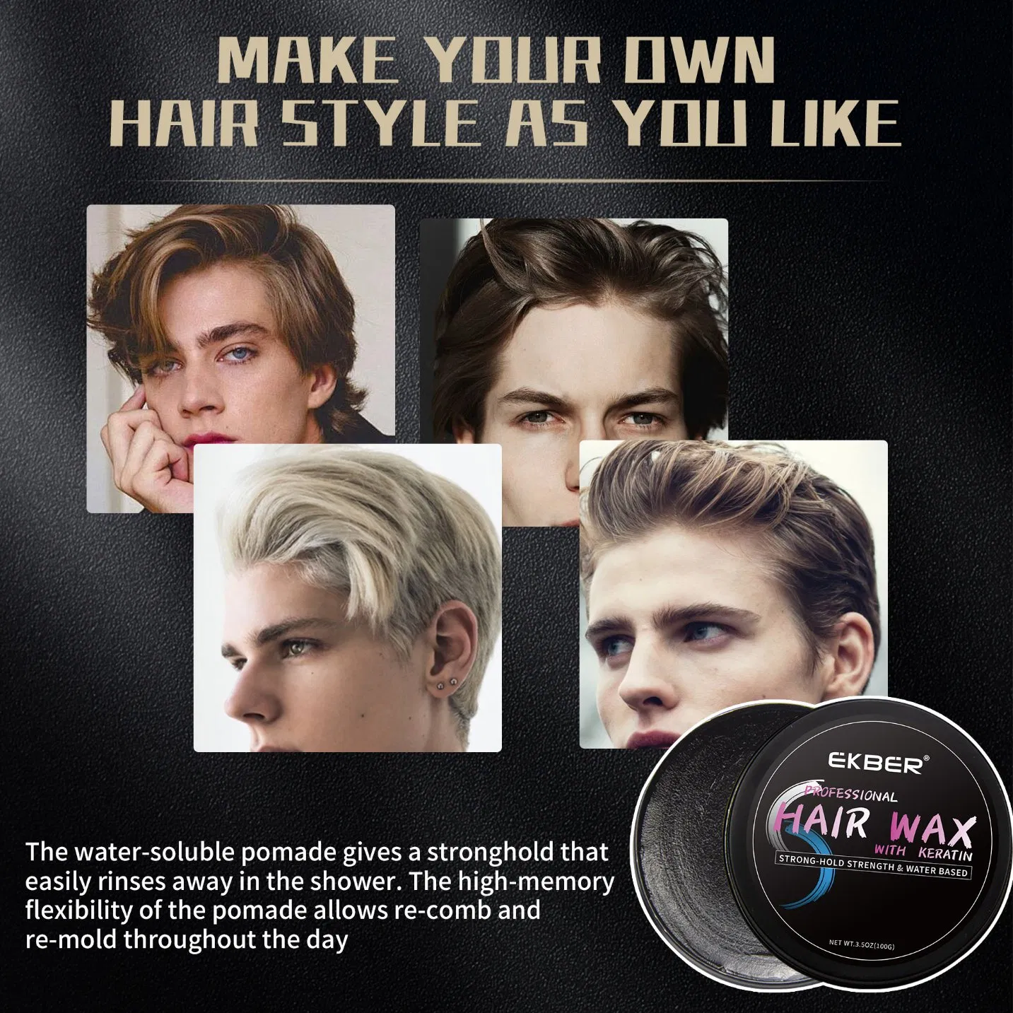 Private Label Professional Men's Hair Design Products Easy to Clean Strong Styling Hair Wax