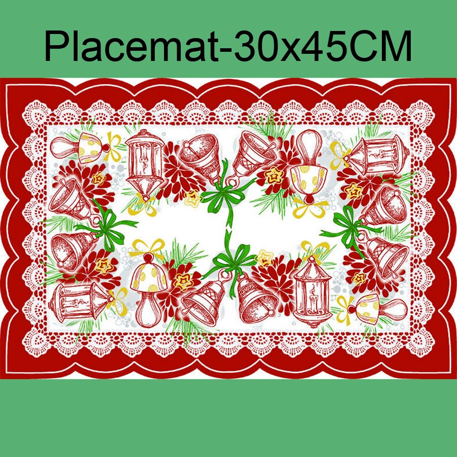 Bell Lamp Light Design and Lace Christmas Table Runner