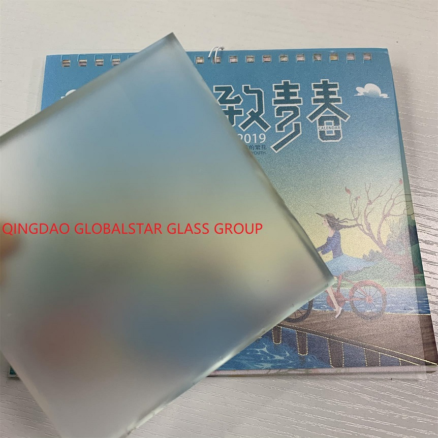 China Manufactured 10mm Flat Frosted Tempered Satin Acid Etched Decorative Glass