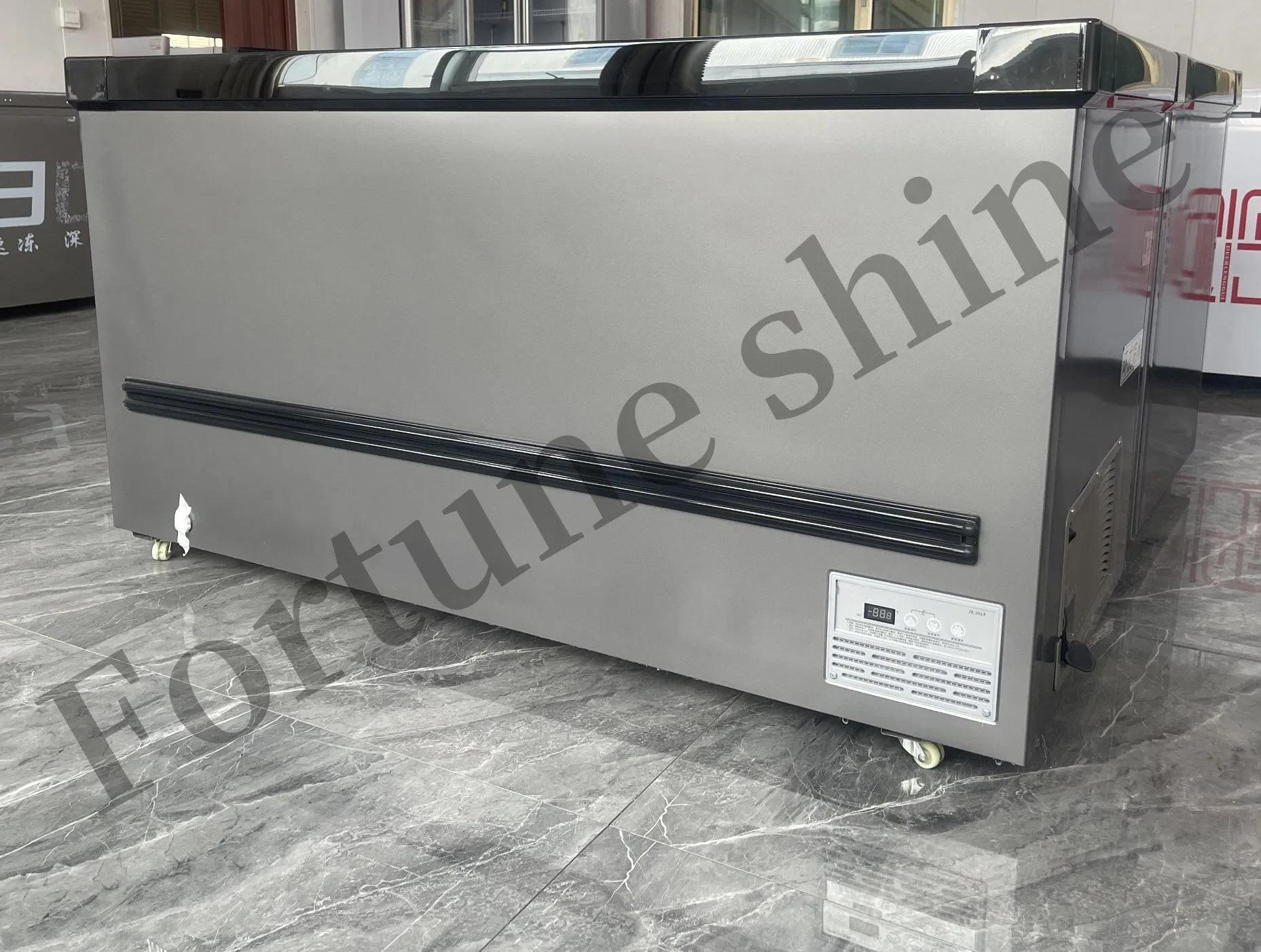Sliding Glass Door Ice Cream Freezer Display Case Commercial Refrigerator Steel Inner Liner