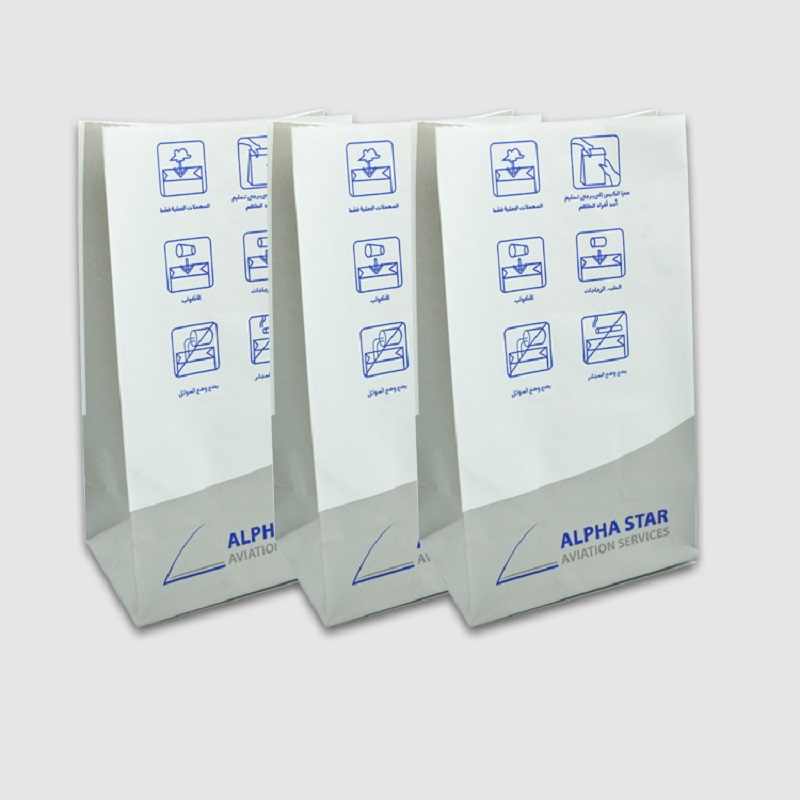 Wholesale Custom Disposable Waterproof White Kraft Paper Air Sickness Bag
