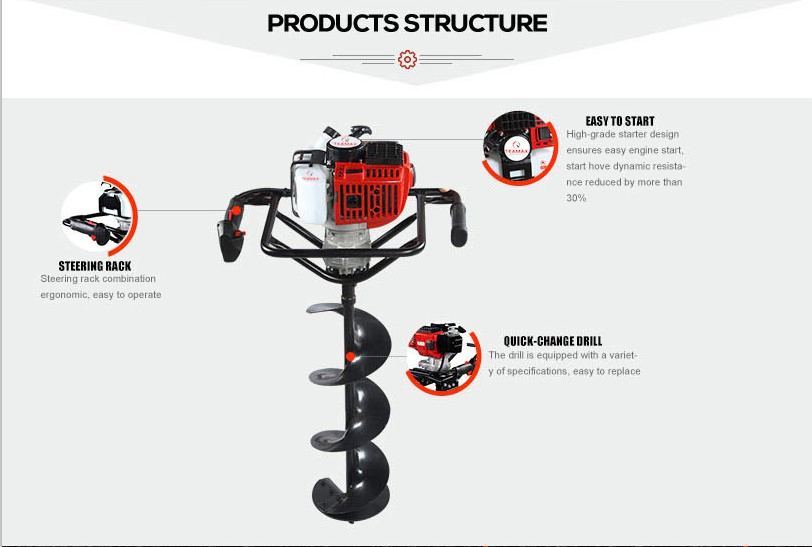 2-Stroke 63cc Gasoline Earth Auger With2 Stroke Engine TM-Ea630A