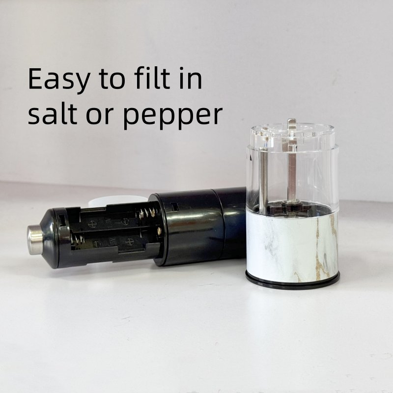 Battery Operated Marble Color Seasoning Grinder Plastic Electric Salt and Pepper Shaker Mill for Restaurant