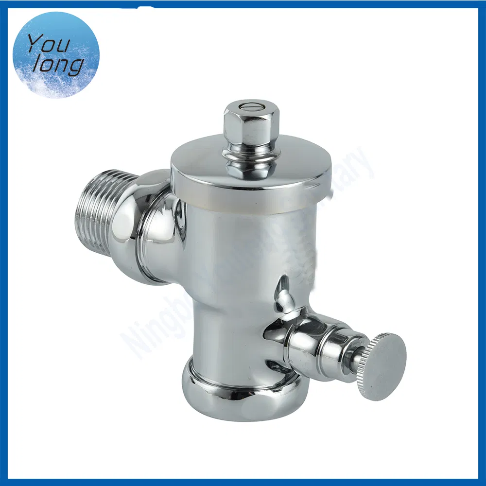 Induction Toilet Urinal Flush Valve Wall-Mounted Button Delay Flush Toilet Valve
