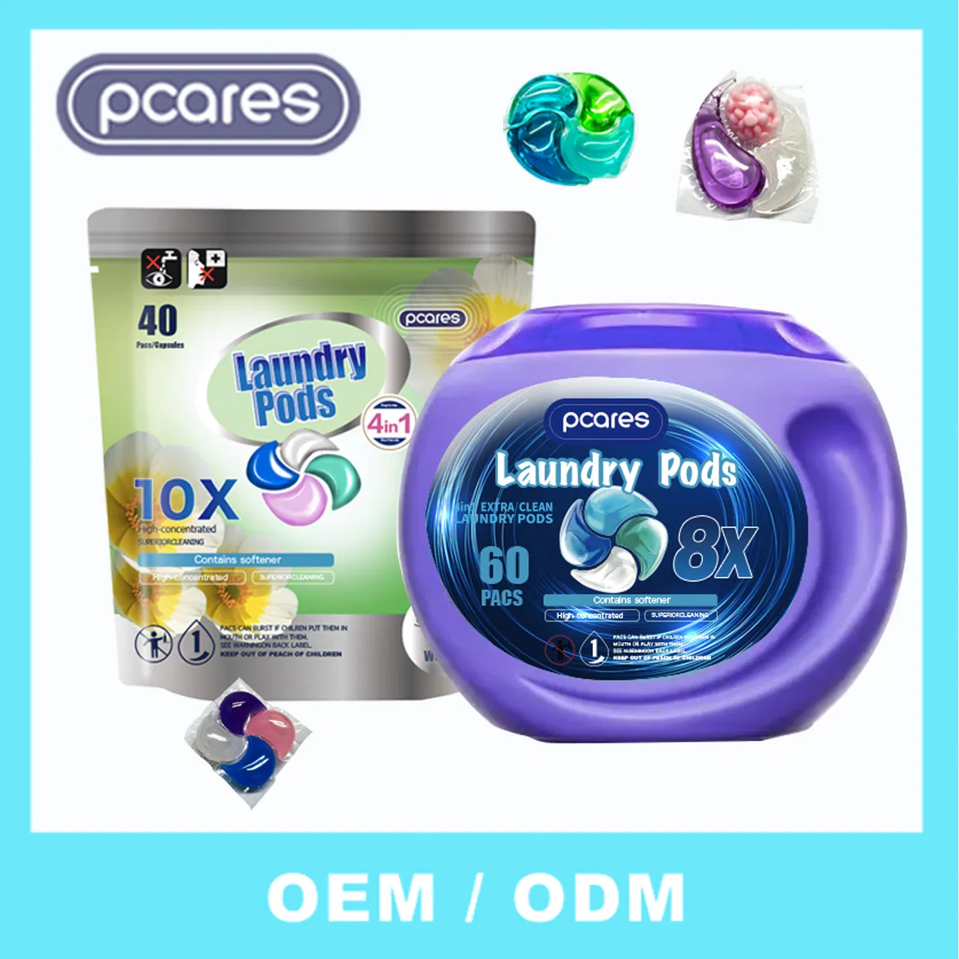 Eco-Friendly All in One Laundry Detergent Capsules Washing Pods Laundry Pods Washing Machine Deep Clean