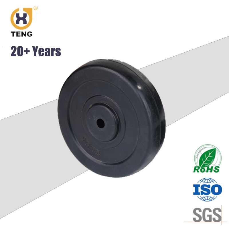 Cheap Black Rubber Wheel with Plastic/Steel Rim