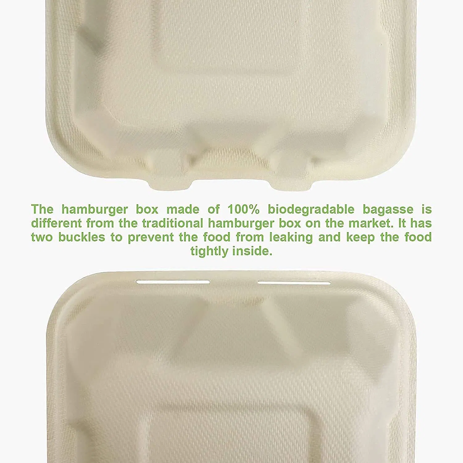 Compostable Sugarcane Bagasse Compartment Lunch Box with Divider for Meal Prep