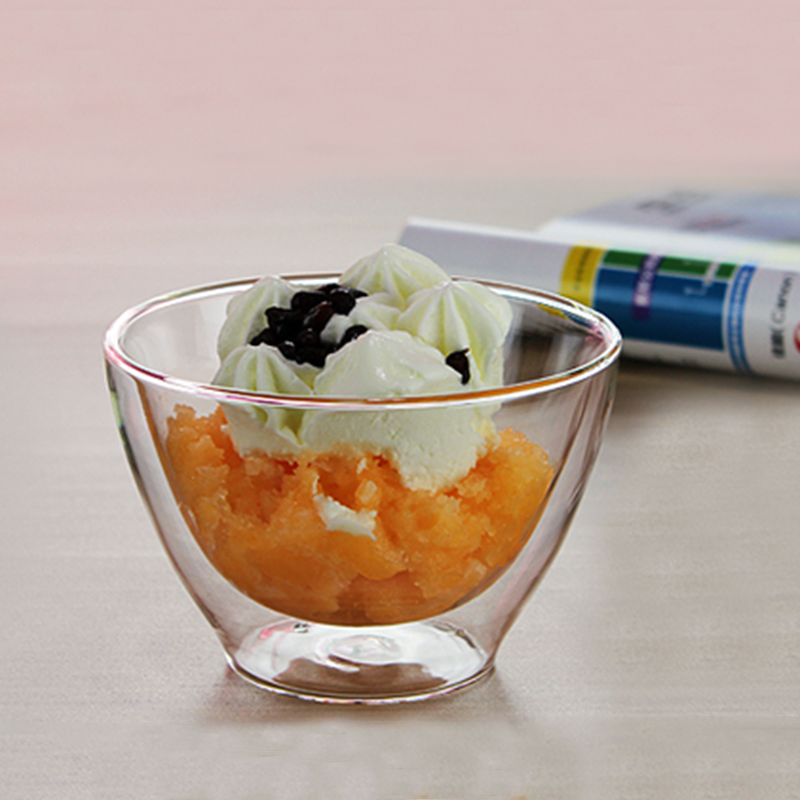16oz Double Walled Glass Tableware Glass Bowl Soup Bowl Reusable Double Wall Insulated Clear Glass