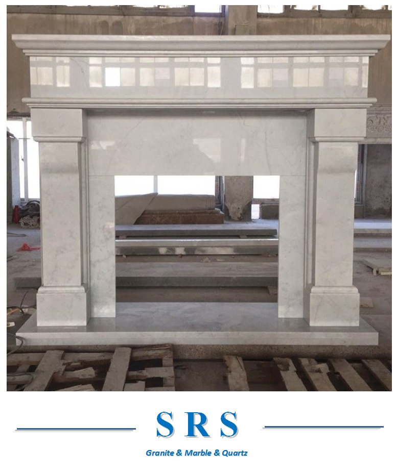 White Hand Caved Marble Fireplace for Home Decoration