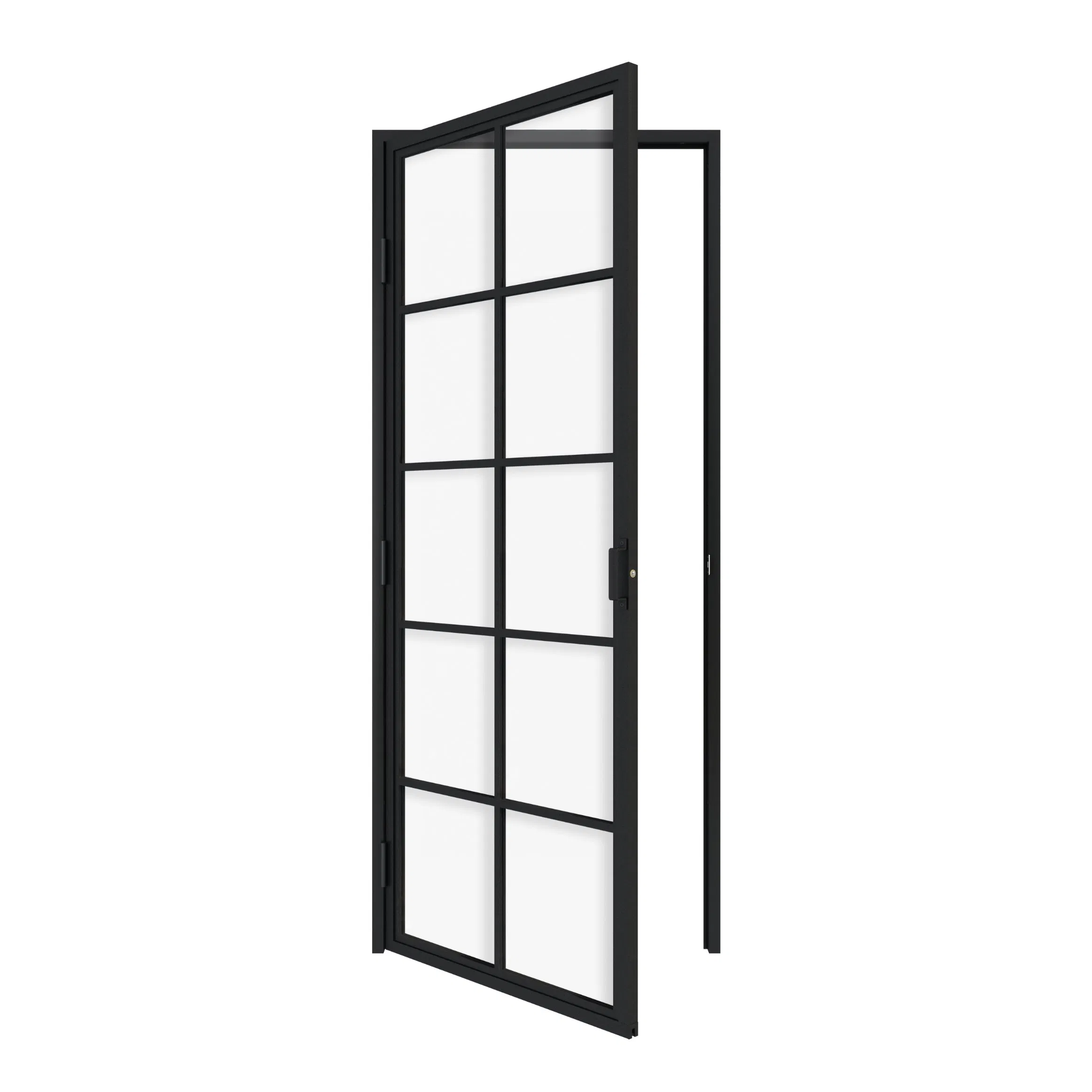 Loft French Style Black Steel Frame Swing Glass Hinge Door