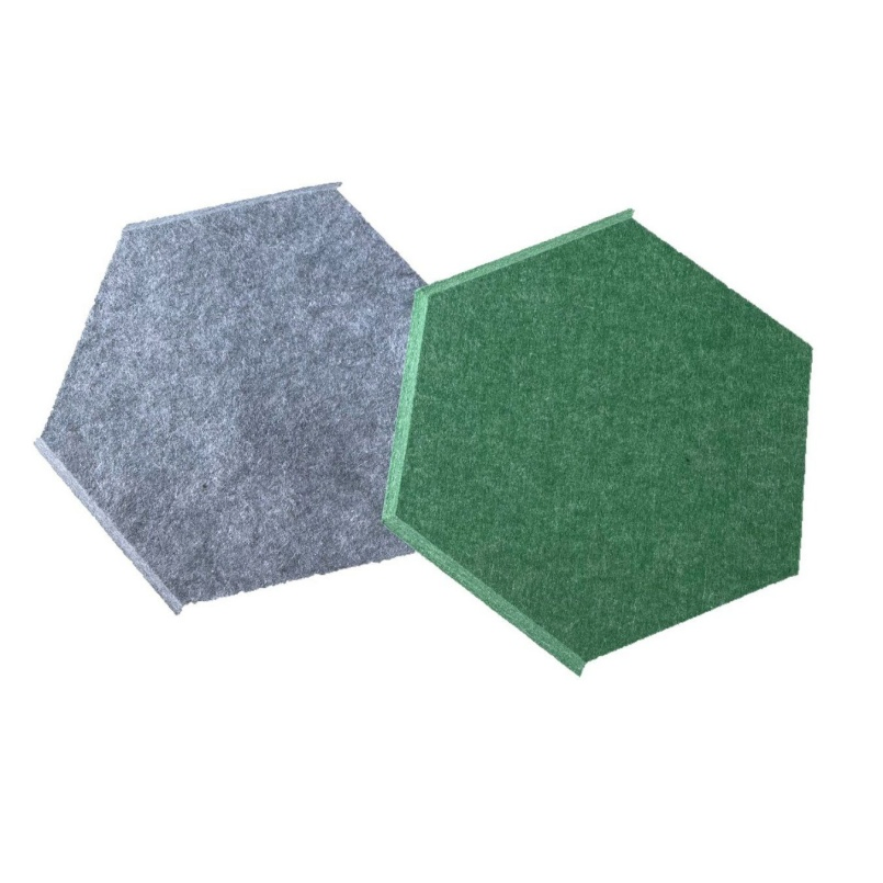 Hexagonal Natural Wood Veneer Recycled Polyester Black Felt Hexagonal Wall Panel Sound Insulation Board