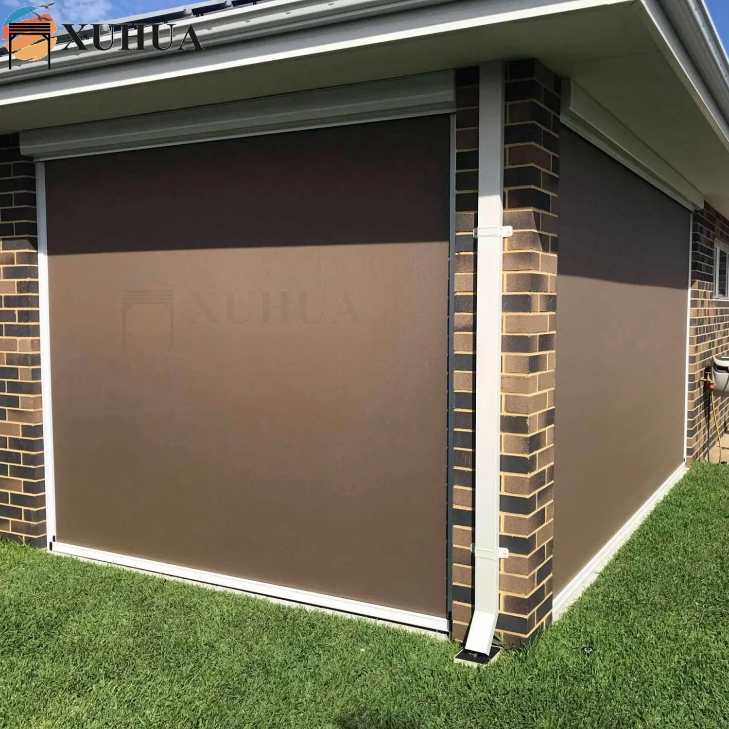 Xuhua Factory Motorized Windproof Outdoor Window Zip Track Blinds Patio Zipper Screen