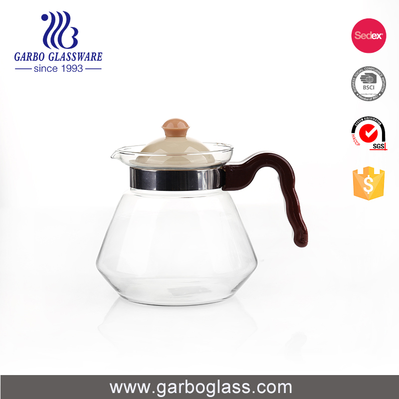 Wholesale Classic Heat Resistant Hot Tea Glass Pitcher Clear 1.25L Glass Teapot with Plastic Lid
