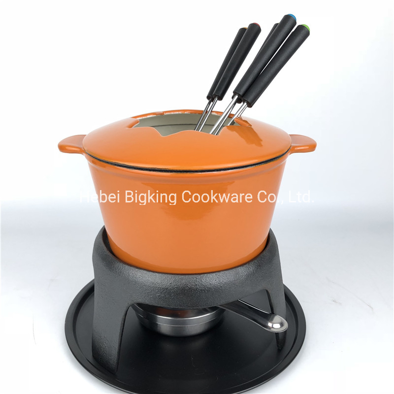 Cast Iron Enamel Pot Chocolate Fondue Set