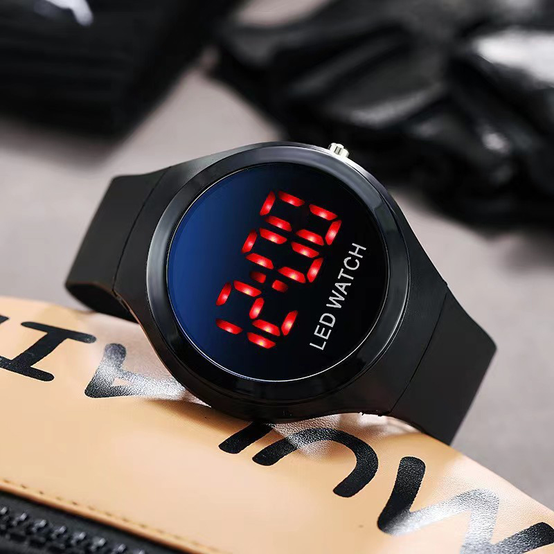 Cross-Border Fashion LED Digital Watch Round Electroplated Watch for Men and Women Large Round Watch