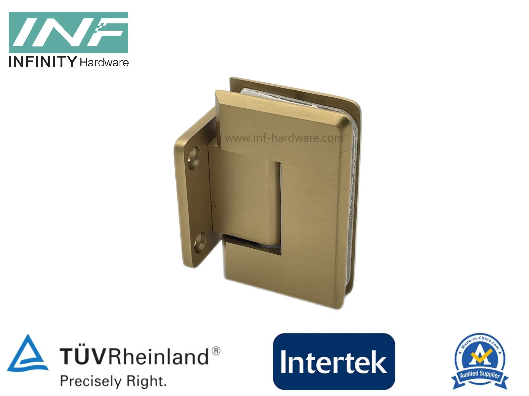 Brass Stain Gold Glass to Wall Short Plate Shower Hinge for Glass Fitting