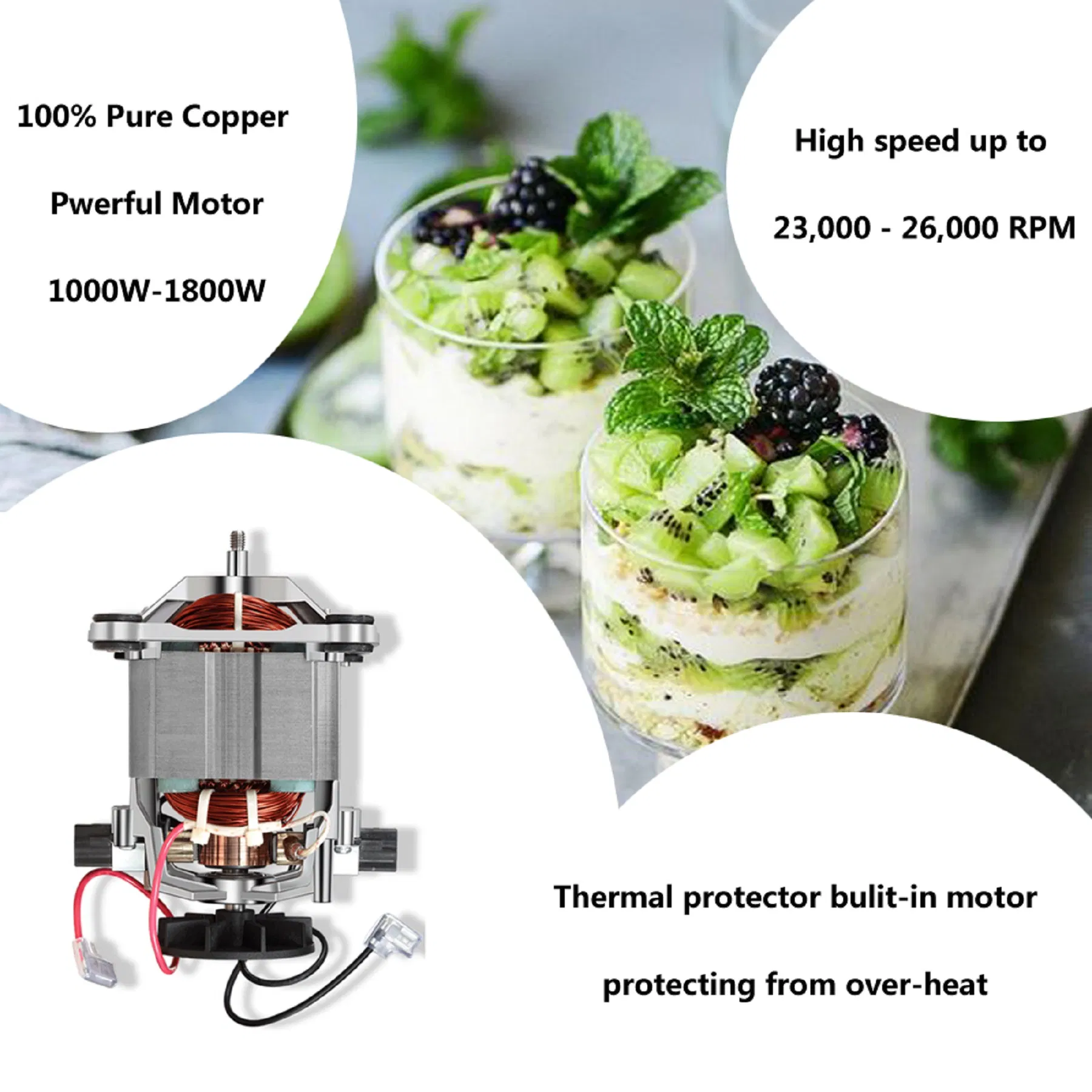 2L Commercial Blender Electric Food Blender Vegetable Juicer Ice Meat Grinder Soymilk Mixer