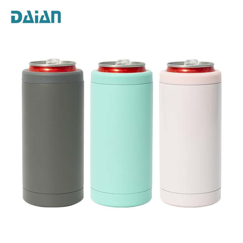 Reusable Cooler Tumbler with Opener for Slim Drinks