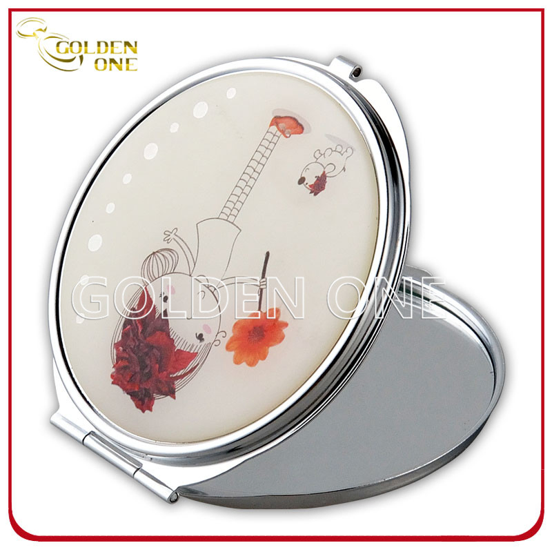 Personalized Gift Printed & Epoxy Logo Round Metal Cosmetic Mirror