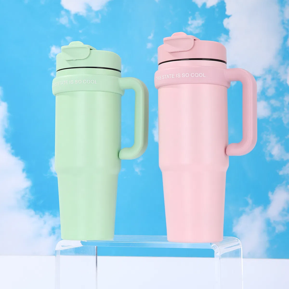 Solid Color Giant Handle 304 Stainless Steel Double-Layer Vacuum Insulated Cup