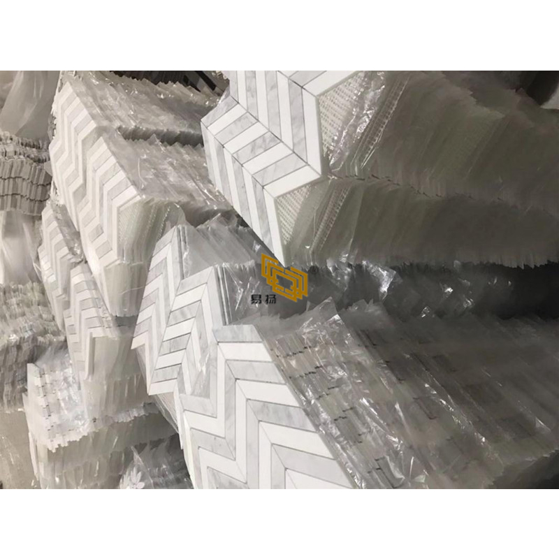 Мозаичная плитка Кастро из белого мрамора