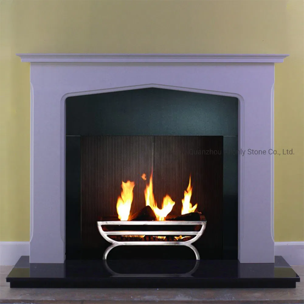 Indoor White Limestone Marble Fireplace Customized Size Fireplaces Mantles Surround