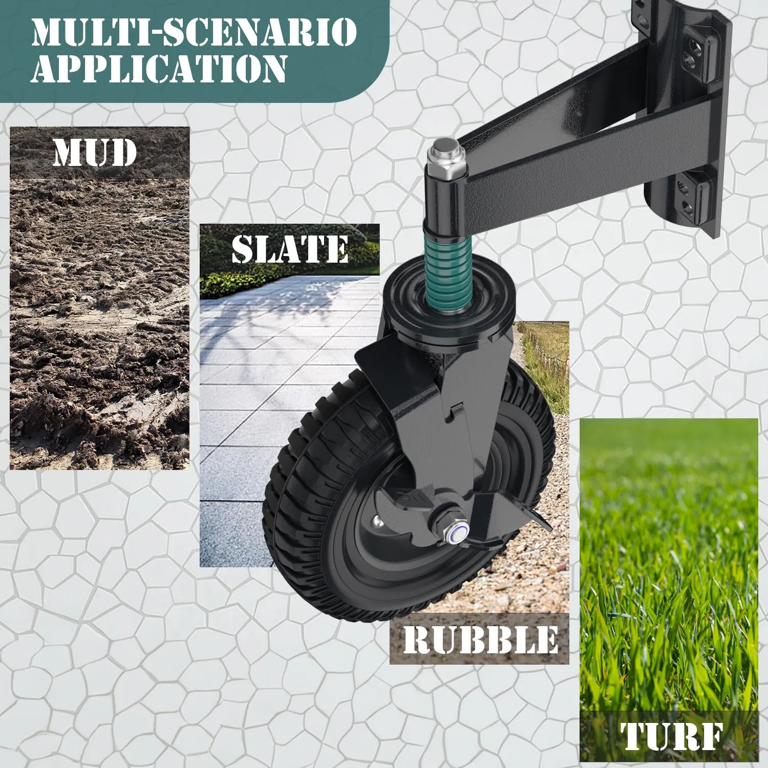 8 Inch Door Caster with Brake for Tube and Wood Gates