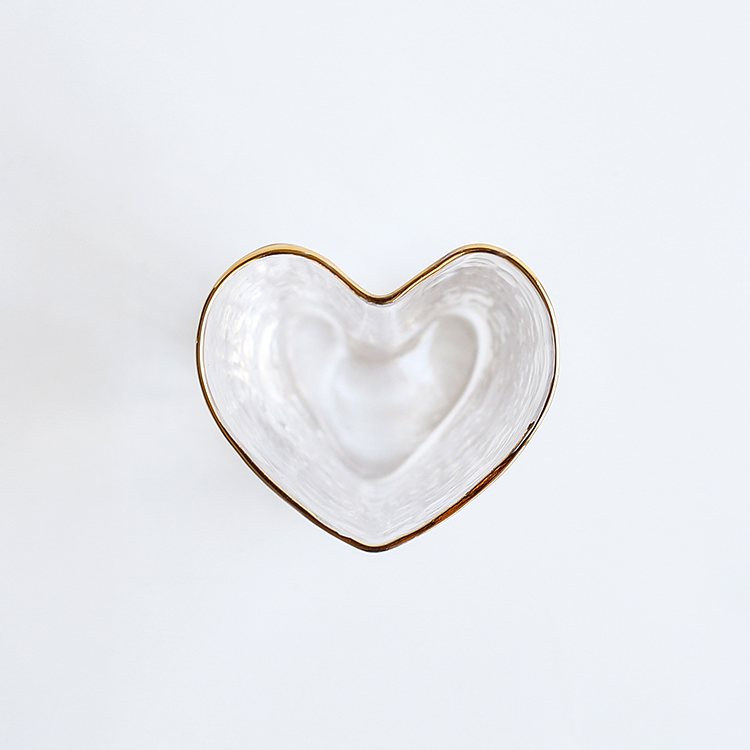Glass Salad Bowl, Heart-Shaped Fruit Dessert Glass Bowl