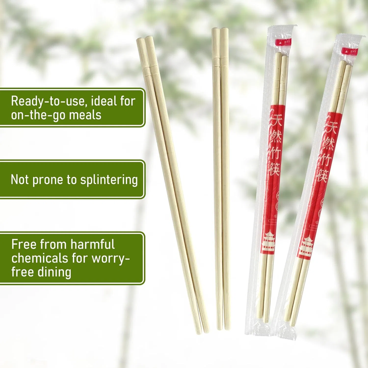 Round Separated Bamboo Chopsticks Reusable Chopsticks Sleeved Bamboo Chop Sticks