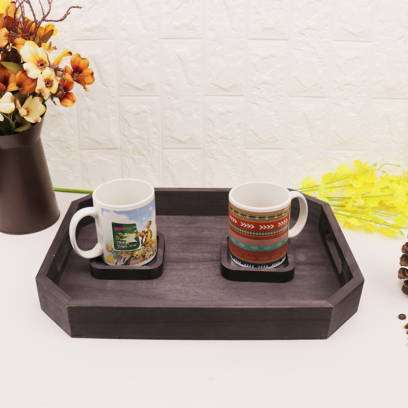 Rustic Wooden Nesting Multipurpose Serving Trays with Handle