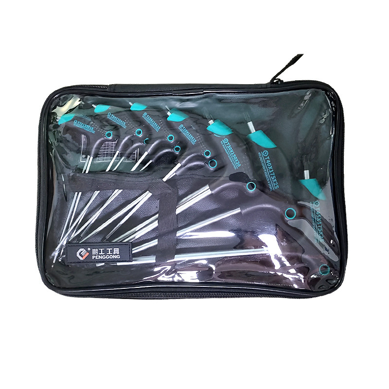 Extended Labor-Saving T-Handle Allen Wrench: Plastic-Grip Flat-Head Hand Tool Type