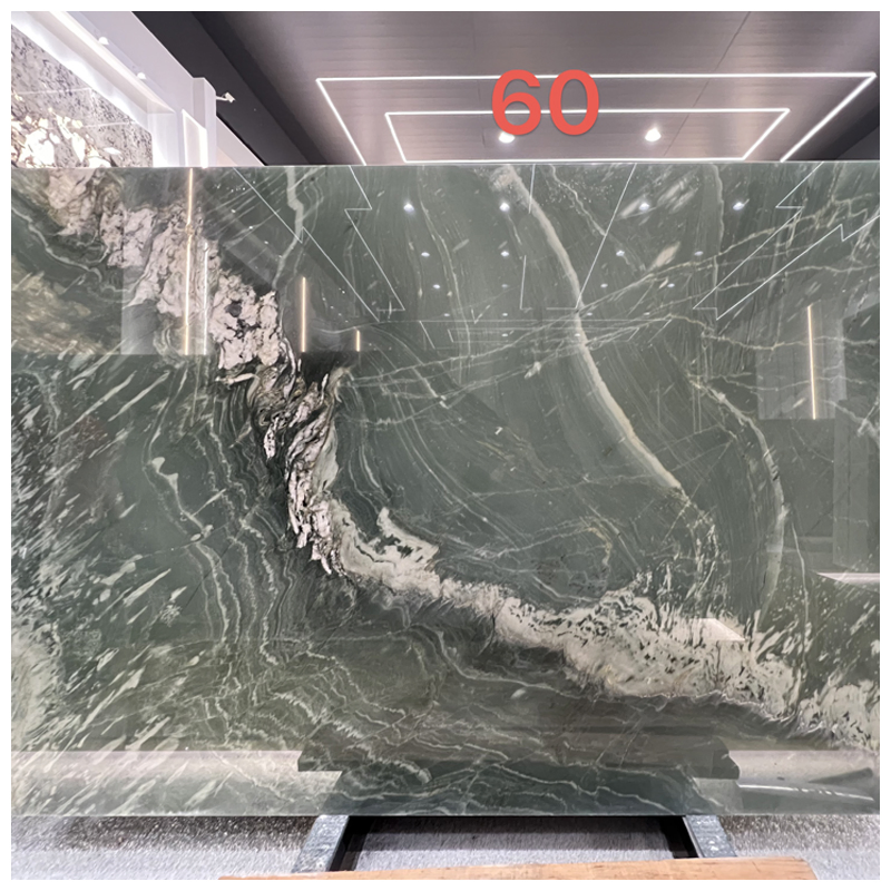 Brazilian Vivid Green Exotic Quartzite Slabs for Wall Cladding and Countertops