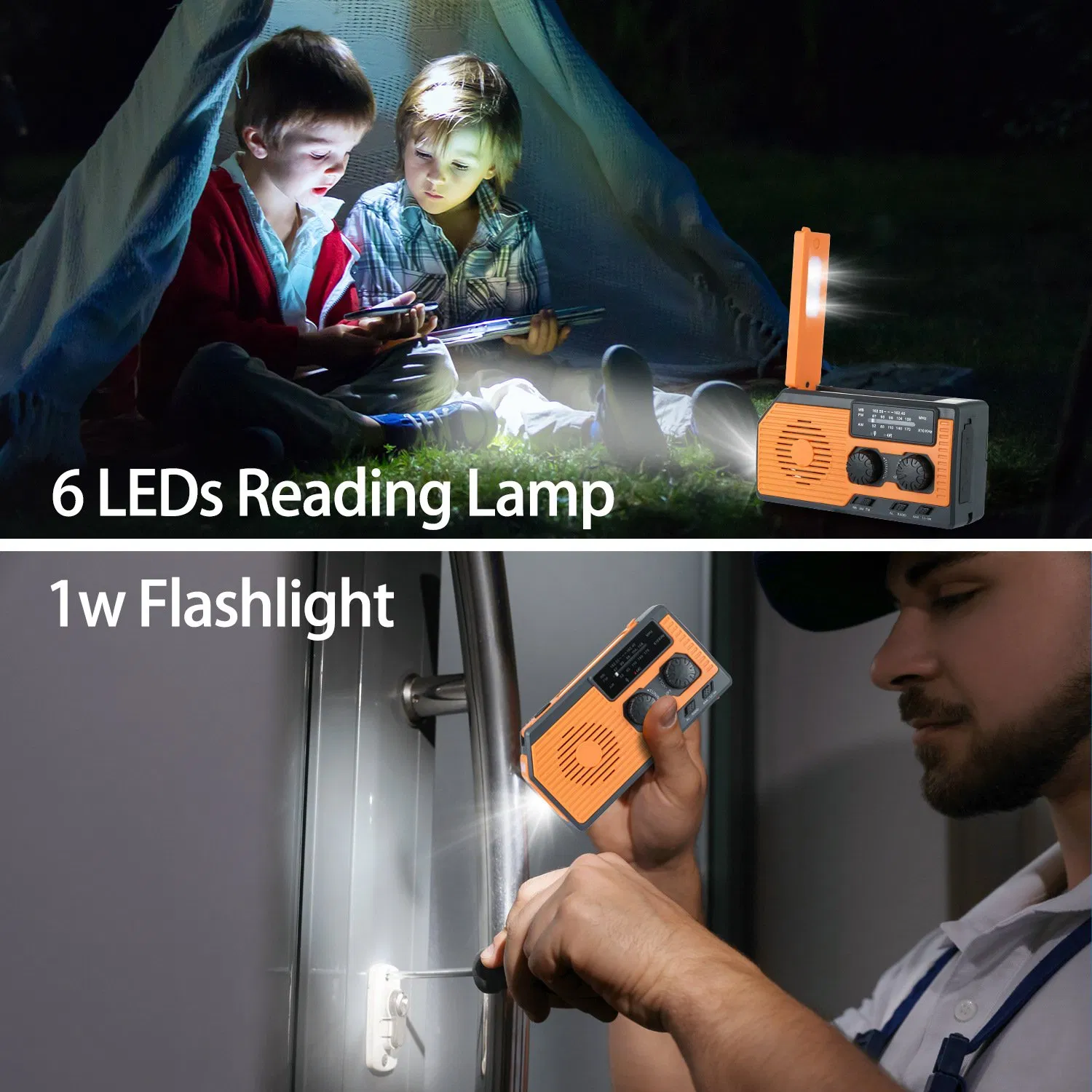 Dynamo Powered Torch Solar Hand Crank Noaa Weather Radio with 5000mAh Power Bank and Camping Lamp