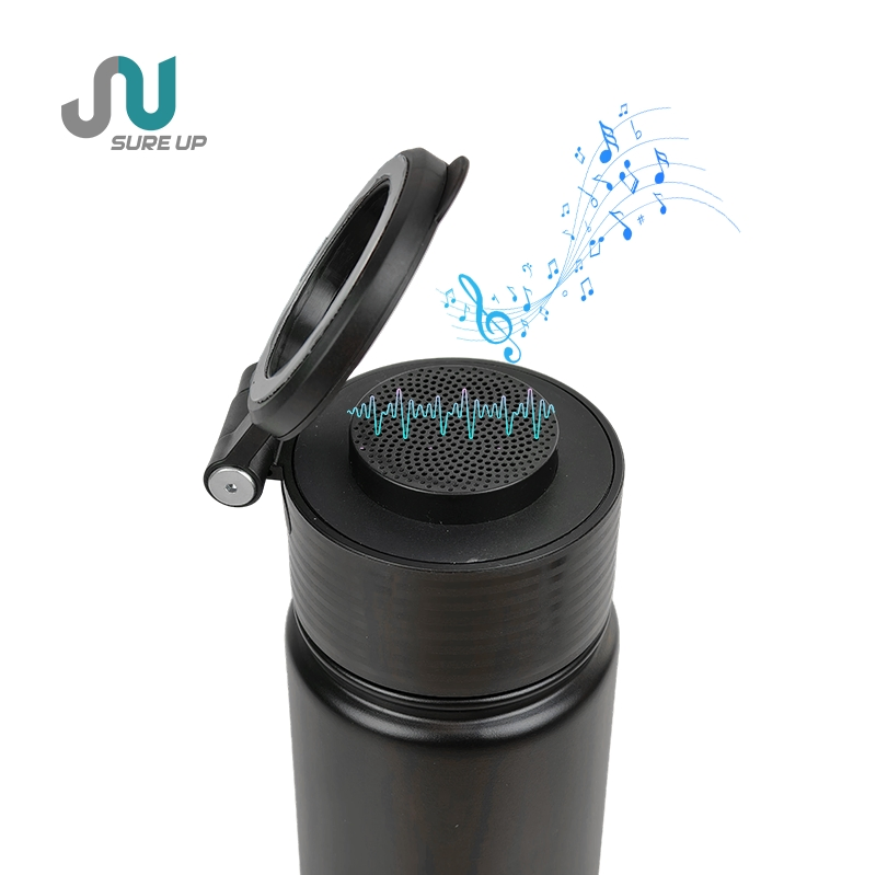 Stainless Steel Vacuum Flask with Bluetooth Speaker and Mobile Phone Holder